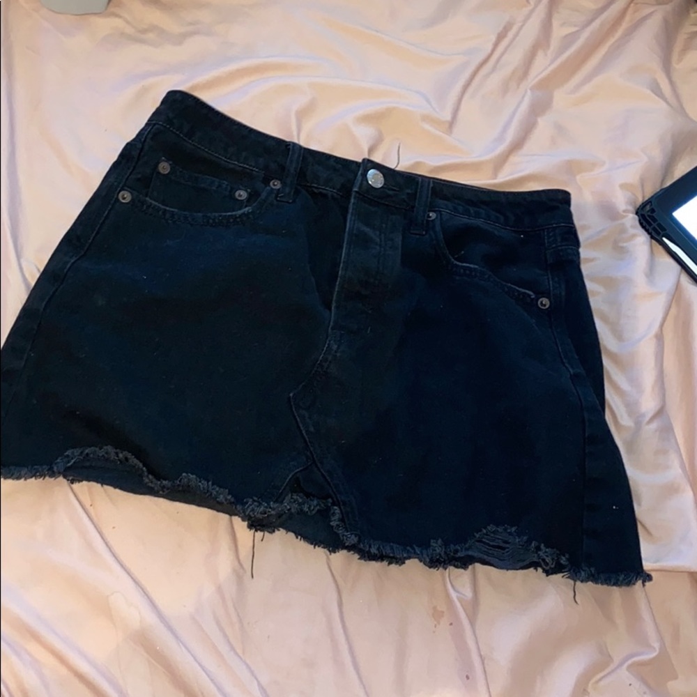 black denim jean mini skirt